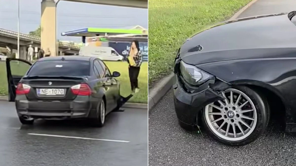 ВИДЕО. Молодежь на BMW на развязке Славу попала в аварию и сбежала с места происшествия