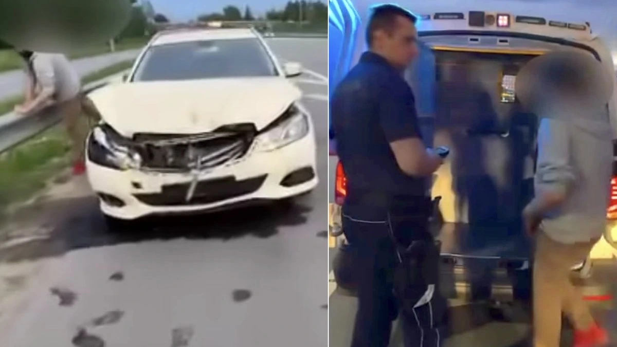 ВИДЕО: пьяный работник автосервиса устроил аварию на "Мерседесе" клиента