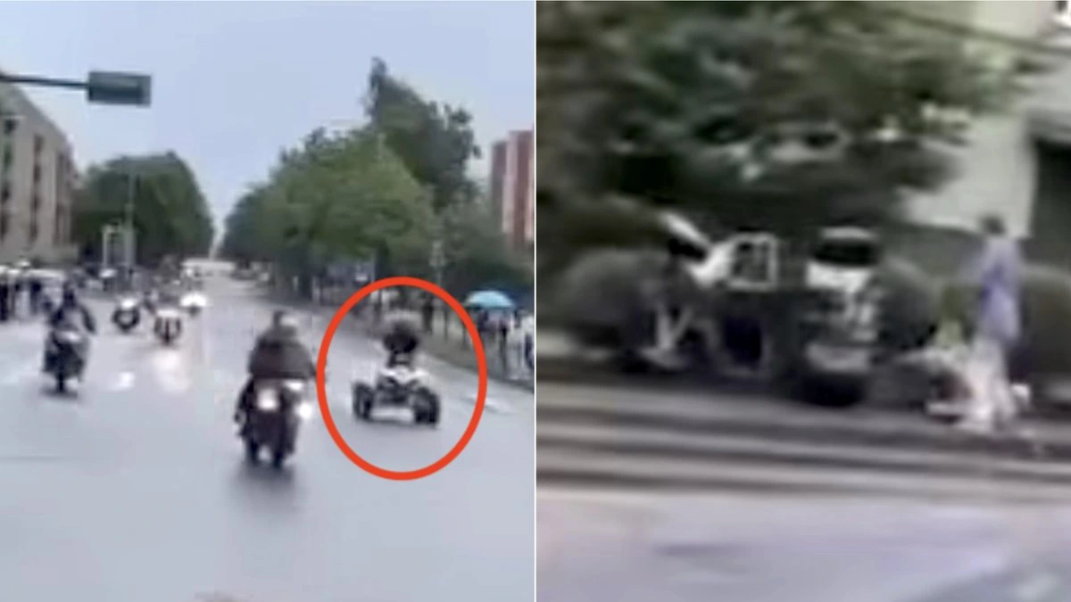 ВИДЕО. Авария с участием пьяного водителя квадроцикла на мотопараде в Вентспилсе