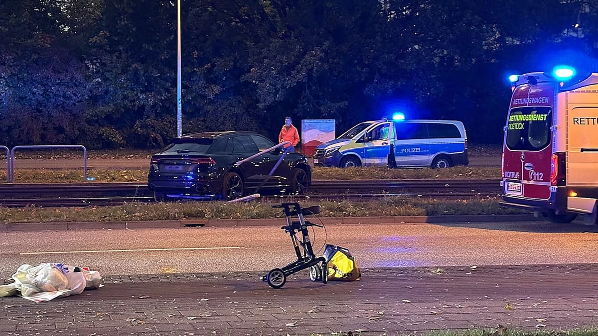 Unfall in Rostock: Seniorin mit Rollator stirbt nach Kollision mit Audi