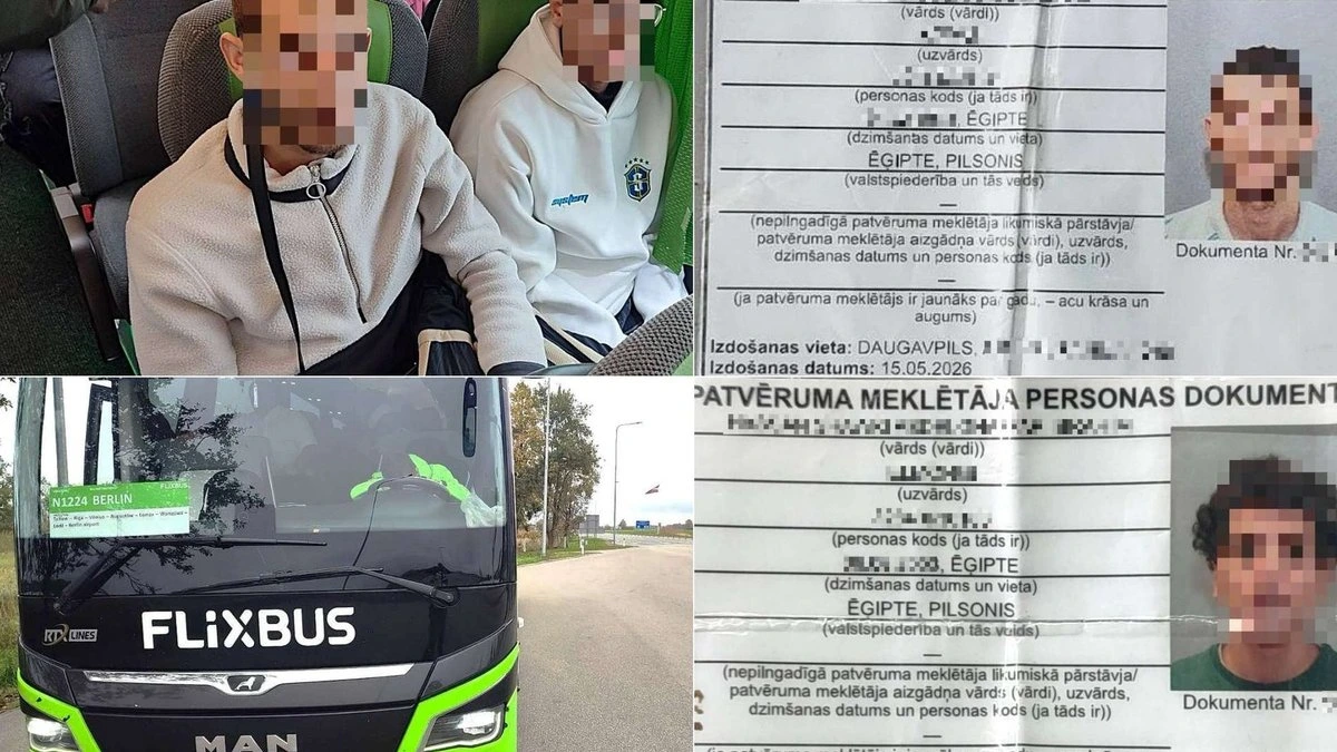 ФОТО. Просители убежища пытались сбежать из Латвии на автобусе Fliхbus